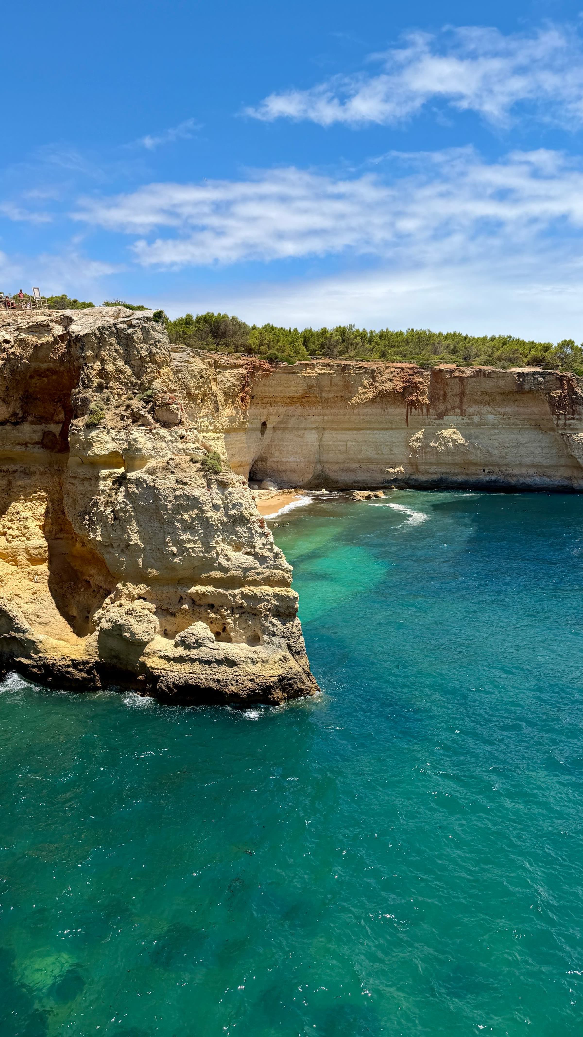 Limestone cliffs dropping into clear water on the western Algarve